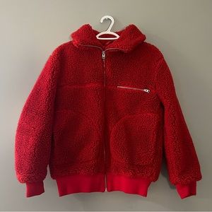WILFRED FREE (aritzia) Red oversized teddy coat ❤️